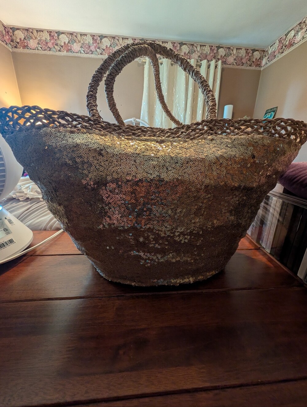 Venus Gold Sequin Woven Tote Bag - Stylish Everyday Carry
